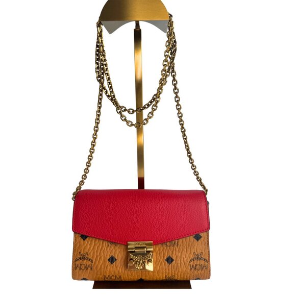 MCM Handbags - MCM Visetos Millie Leather Chain Crossbody Bag